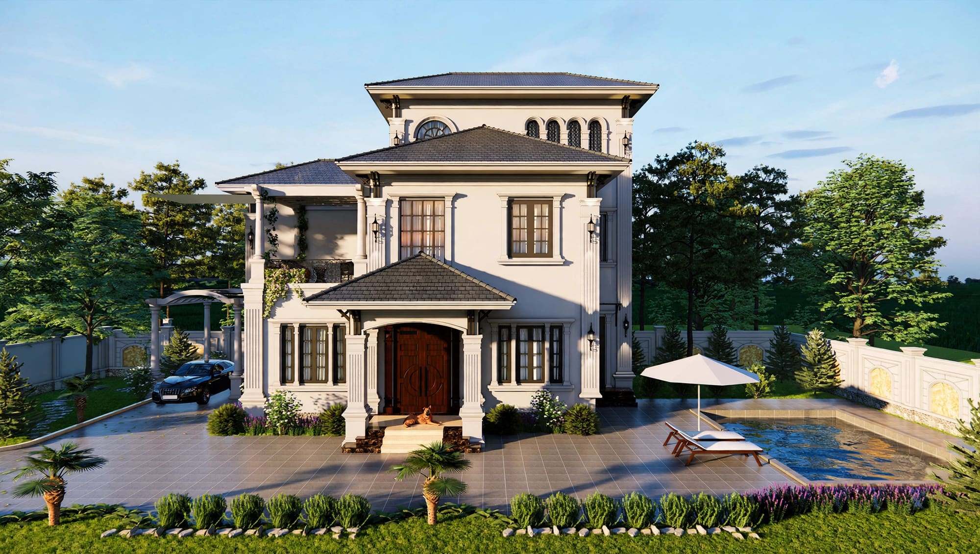 Atuan Neo Classic Villa — Kiệt Tác Kiến Trúc Tân Cổ Điển & Phong thủy sinh khí tại Nam Định (Kiến trúc) tại Nam Định — ảnh công trình 6/11