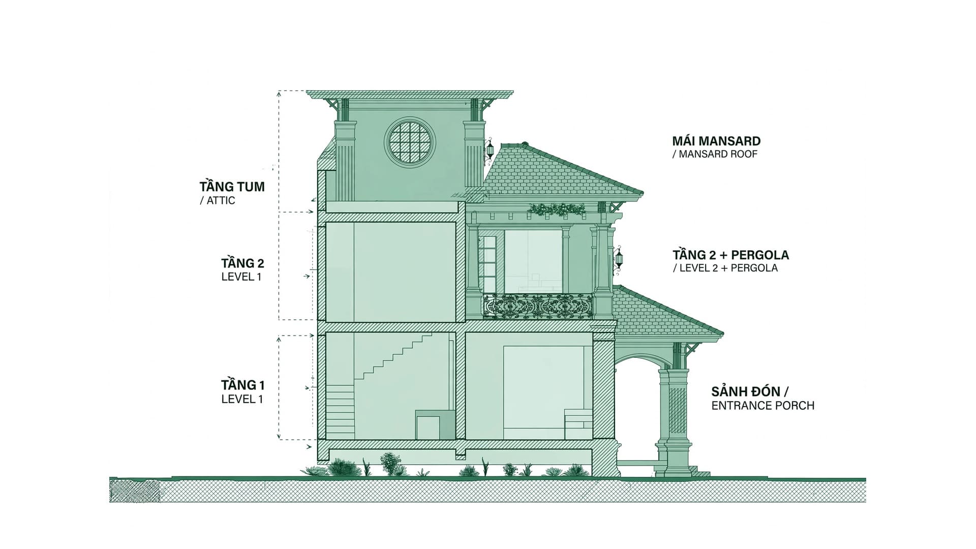 Atuan Neo Classic Villa — Kiệt Tác Kiến Trúc Tân Cổ Điển & Phong thủy sinh khí tại Nam Định (Kiến trúc) tại Nam Định — ảnh công trình 11/11