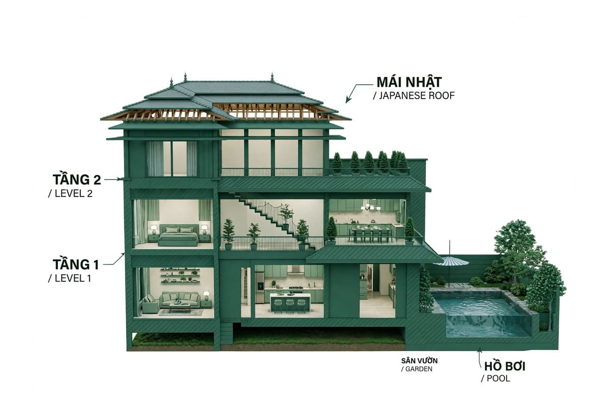 DHOUSE — BIỆT THỰ HIỆN ĐẠI & THI CÔNG NỘI THẤT CAO CẤP (Kiến trúc) tại Điện Biên — ảnh công trình 2/7